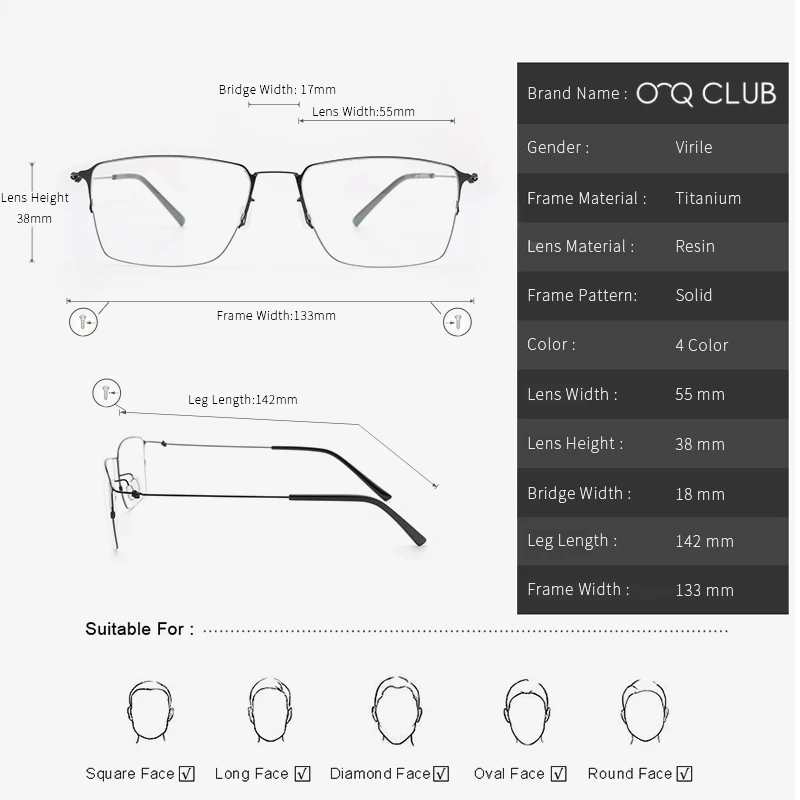 Оправа для очков Мужская титановая Ультралегкая квадратная оправа женщин и