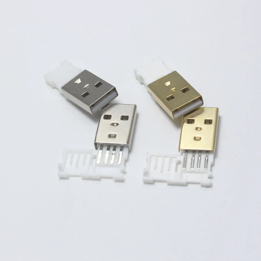 2 шт. USB 0 штекер Соединитель с белым складной оболочкой позолоченный сварной Тип