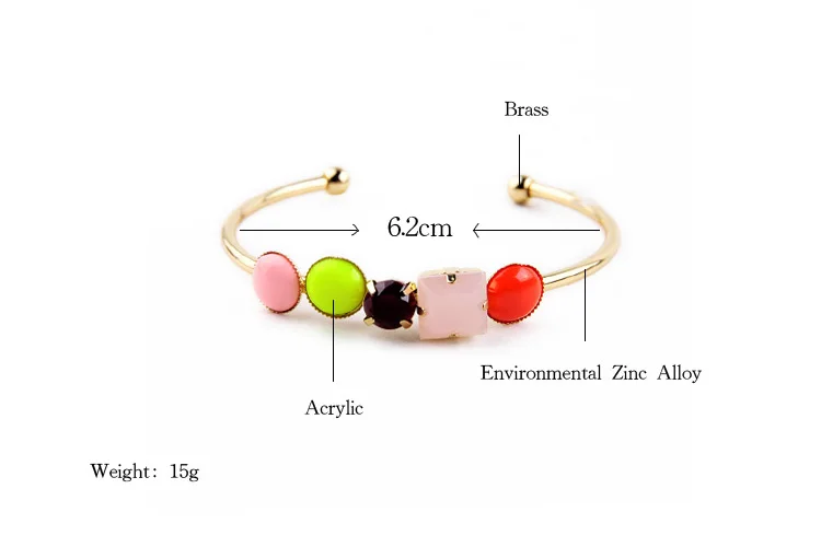 Оптовая цена Летний стиль браслет золотого цвета яркий цвет Геометрическая