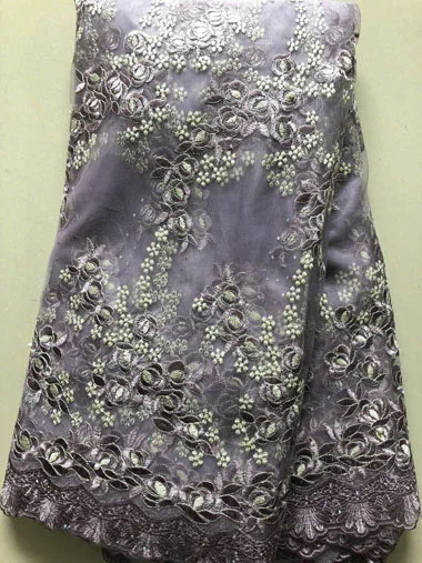 2019 High Quality African Lace Fabrics/French Net Embroidery Peach Flowers Tulle Fabric French stones FLL3386 | Дом и сад