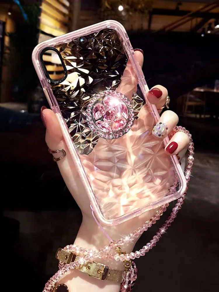 Роскошный держатель с кристаллами для iphone S 6 7 8 plus X XR MAX samsung galaxy S8 9 10plus Note8 capa |