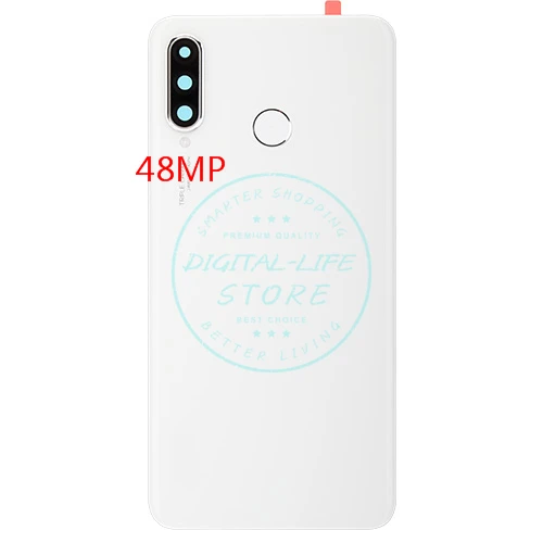 White with 48MP Для huawei Nova 4e/P30 Lite оригинальная Задняя крышка батареи+ камера Стекло Объектив батарейный корпус двери P30Lite запасные части - Цвет: White with 48MP