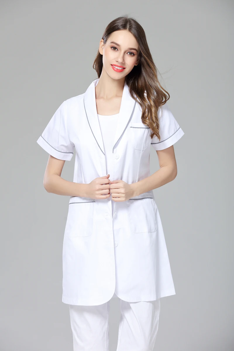 Женская летняя форма медсестры с коротким рукавом против морщин белая