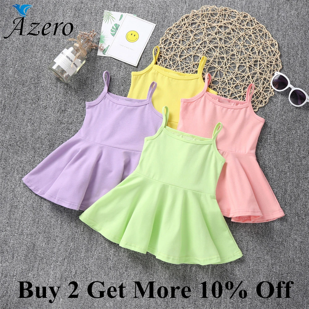 1-6Y Kids Girls Pink Sling Dresses Baby Girl Summer Sleeveless Princess Dress Children Clothing Cotton Clothes Braces | Детская одежда