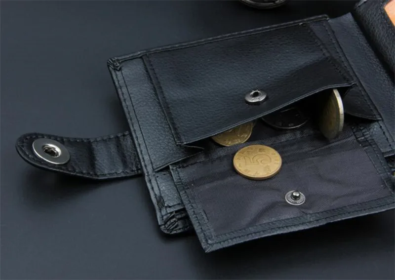 Новинка, мужские кошельки из искусственной кожи, короткий кошелек для монет, маленький винтажный кошелек на застежке-молнии, сумка для денег, держатель для карт, Карманный Кошелек, черный кошелек