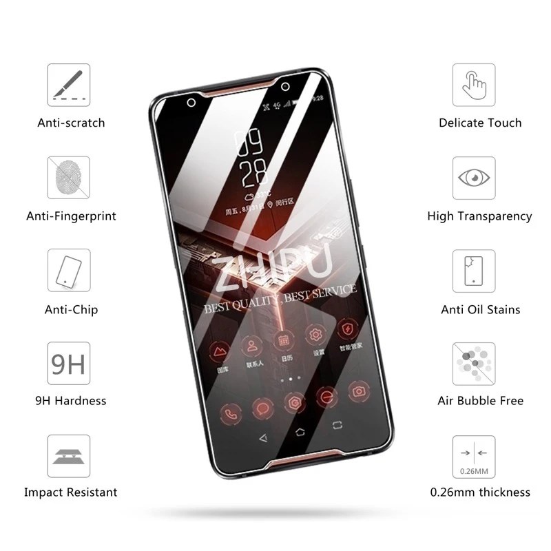 10 шт./лот закаленное стекло для ASUS ROG Phone ZS600KL Защитное экрана 9H пленка | Мобильные
