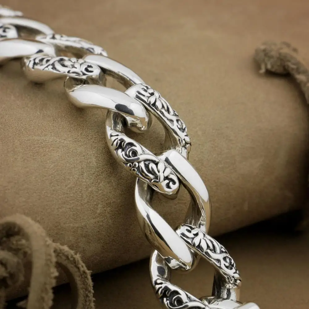 925 пробы Серебряный ручной работы ДРАКОН цепи мужские Байкер Рокер панк браслет