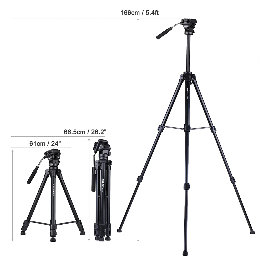 Kingjoy VT-1500 166 см/5 4 фута штатив для видеокамеры с панорамной амортизирующей