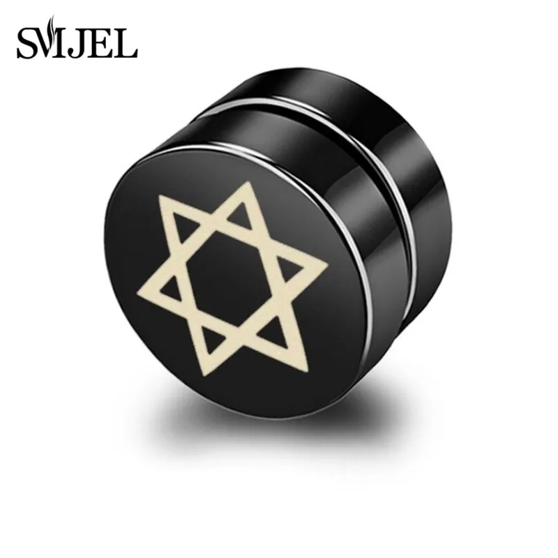 SMJEL Rock, сильный магнит, магнитный, забота о здоровье, серьги-гвоздики для ушей, не пирсинг, серьги с черепом, Дэвидом, звездой Тай Чи, ювелирные изделия для мужчин и женщин - Окраска металла: 48
