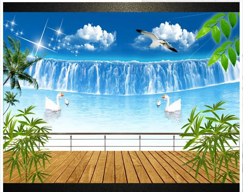 

Высококачественные Новые Пользовательские 3d обои, фрески, средиземноморский пейзаж, красивый вид, 3D балкон, фон для телевизора, фрески, укра...