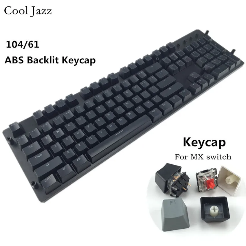 Крутой Джаз с подсветкой двойная съемка 61/104 ABS Набор ключей OEM профиль колпачки для механической игровой клавиатуры