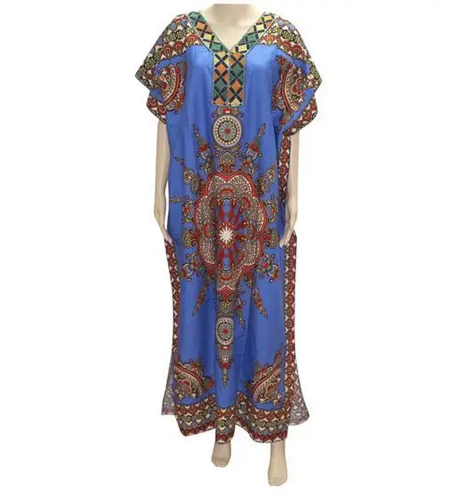 Dashikiage хлопок модные женские традиционные африканские принты Дашики вечерние размера плюс длинное платье макси платье - Цвет: blue