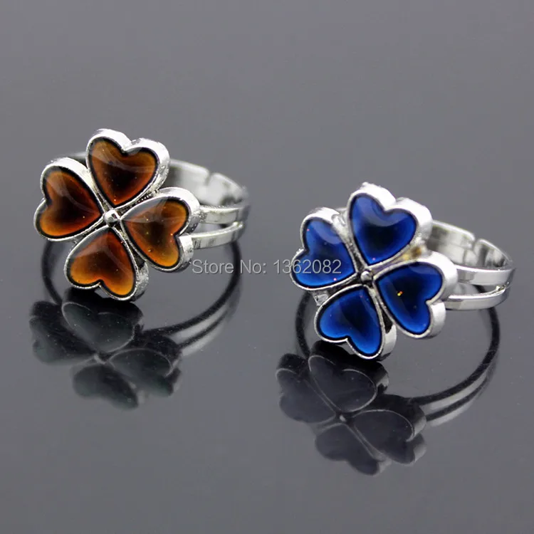 Кольца в виде клевера меняющие цвет 4 цветка регулируемая температура чувства
