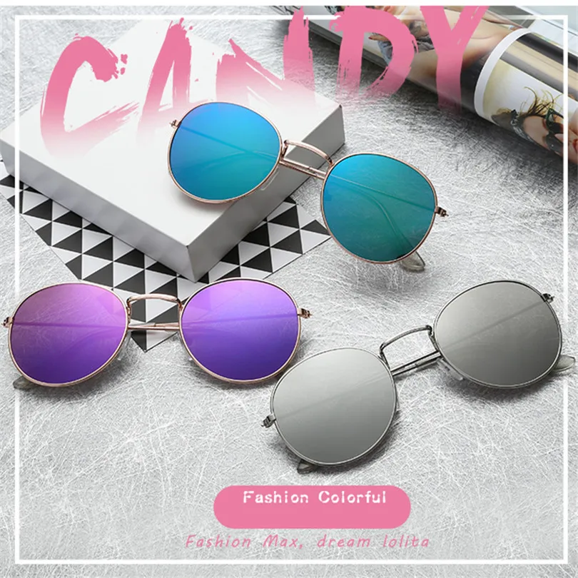 Men Women Coating Reflective UV400 Sun Glasses Mirror Round Sunglasses Female Male Vintage Eyewear Glass | Аксессуары для одежды