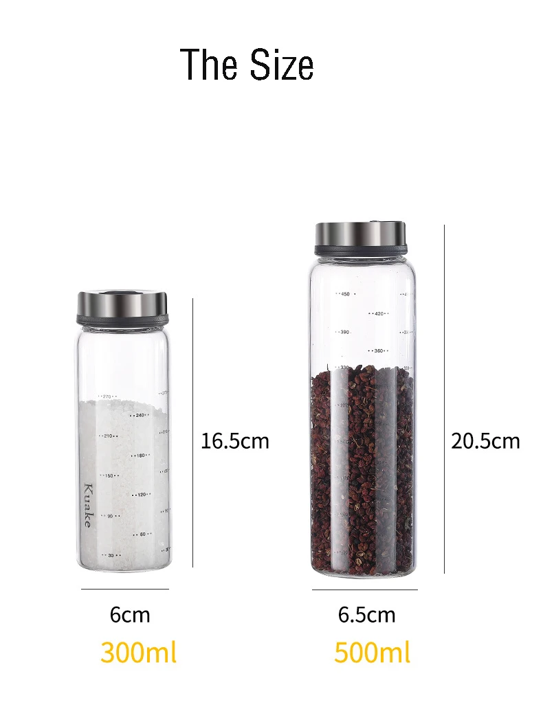 Moisture-proof Spice Jar Salt and Pepper Tank Kitchen Glass Sealed Condiment Box Spice Container Household Oil Jam Honey Bottle