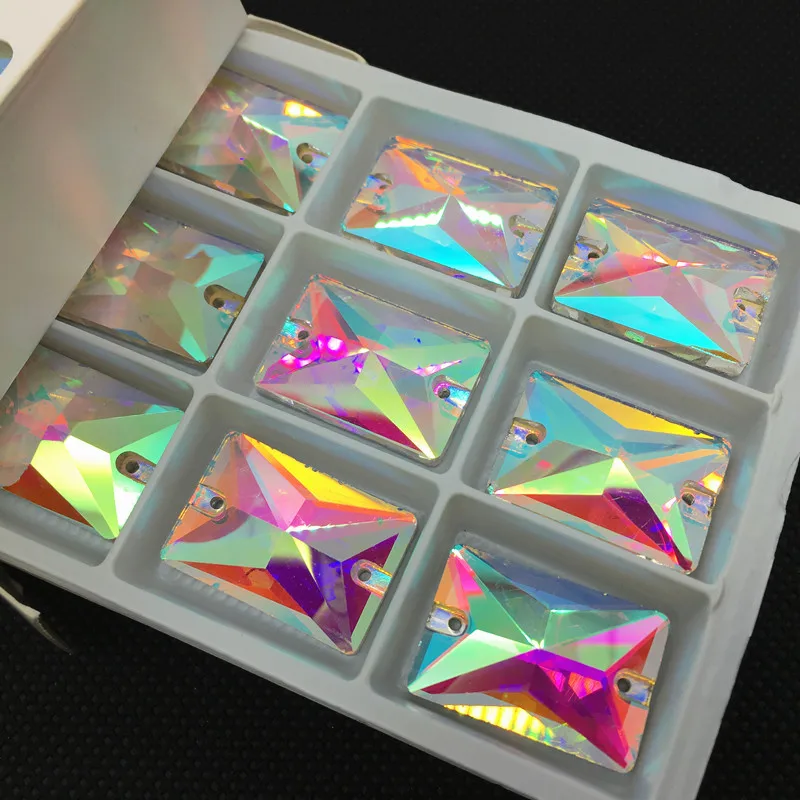 AB/Clear 8x10 мм ~ 18x25 прямоугольные пришитые Стразы стеклянные хрустальные стразы