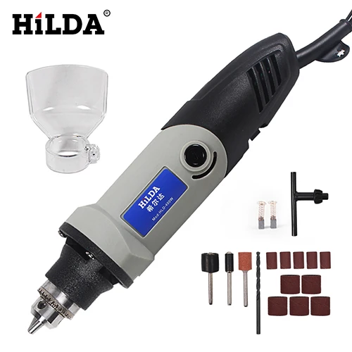 Dremel With 14ps Set HILDA, 220 В, 400 Вт, мини-шлифовальная машина, 6 позиций, переменная скорость, для вращающегося инструмента Dremel, шлифовальный Электроинструмент с аксессуарами Dremel - Цвет: Dremel With 14ps Set