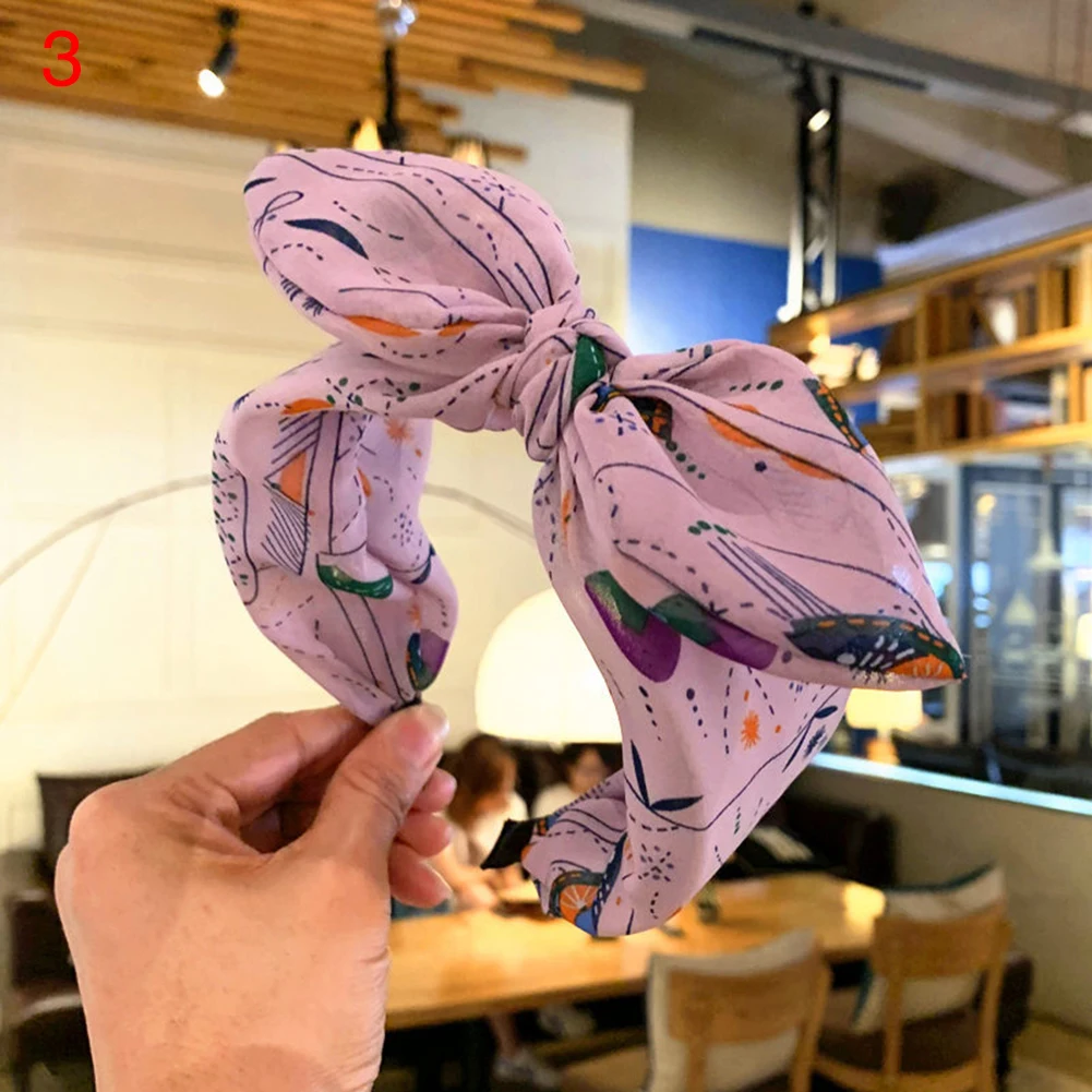 Обруч для волос женский с бантом тканевый милый обруч кроличьими ушками