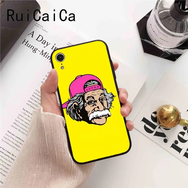 Ruicaica Забавный Einstein Eyes Красочный милый чехол для телефона iPhone 8 7 6 6S 6plus X XS MAX 5 5S SE XR 10