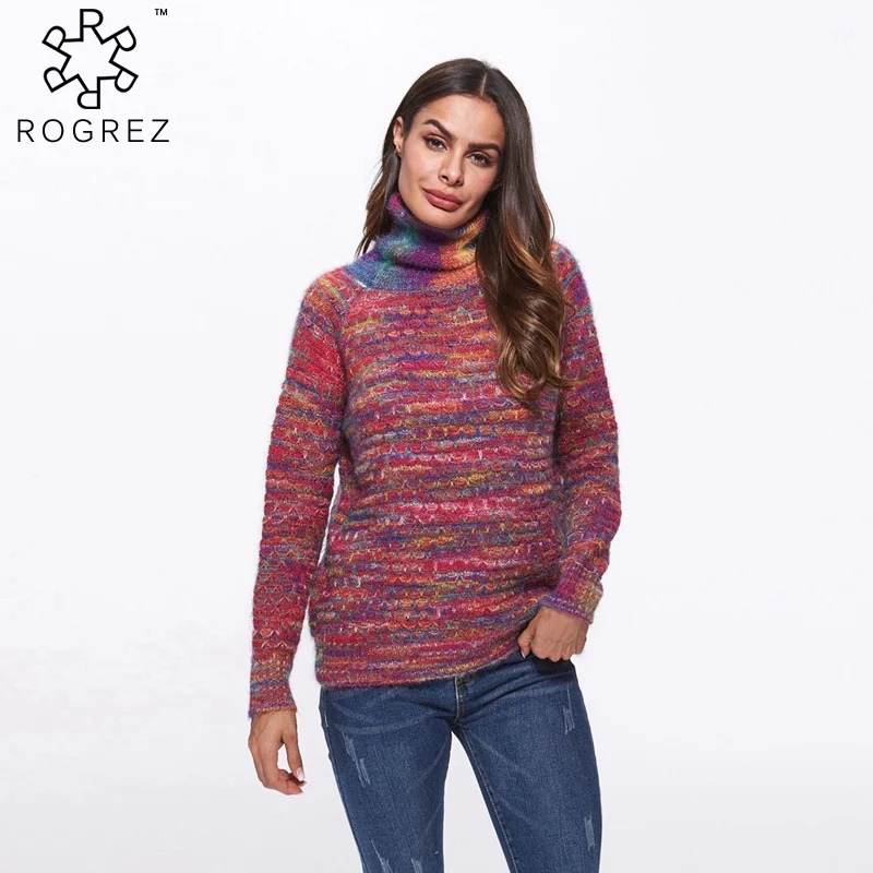 ROGREZ красный Rainbow 2018 Повседневное кашемировый свитер Для женщин sueter mujer invierno с