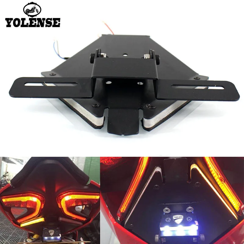 For DUCATI 899 959 1199 1299 Panigale Motorcycle Rear Tail Light Brake Turn Signals Integrated LED Lights License Bracket