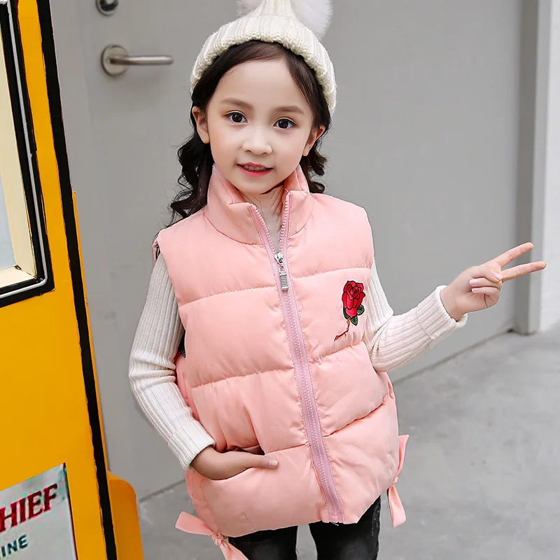 

children vest 2018 baby clothes vest hooded children's clothes jacket embroidery floral children's clothing winter coat coat
