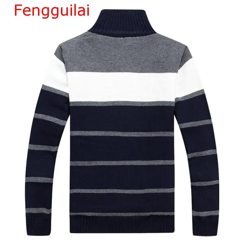 

Fengguilai Men Jacket Casual High Collar Mens Coat Stripe Knitting Zippers Mens Jackets Coats 2020 Fashion Brand Sweater Winter