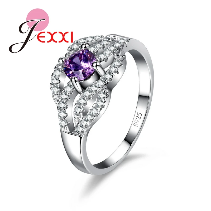 

Fashion Elegant Band Jewelry CZ Rings For Women 925 Sterling Silver Engagement Party Rings Bijoux