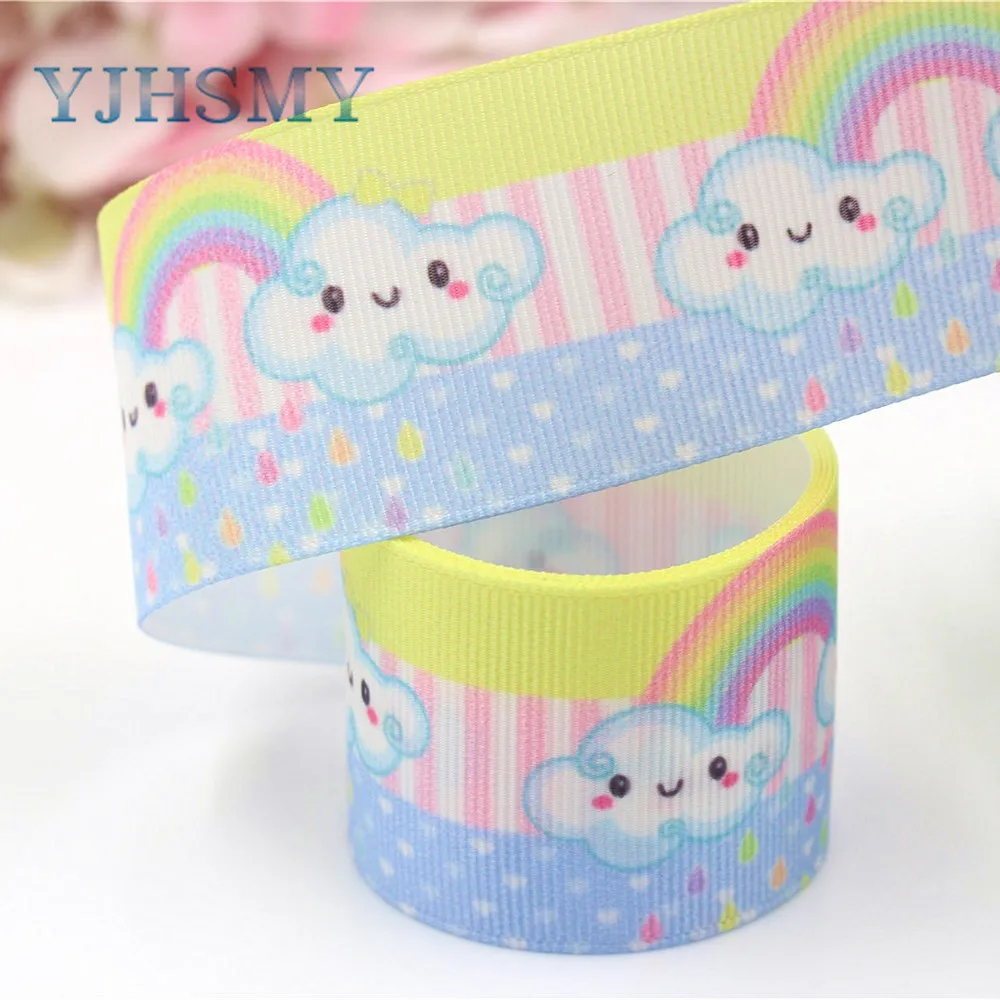 YJHSMY I-19221-402 38 мм 10 ярдов Радужные облака термопечать grosgrain ленты Бант колпачок DIY