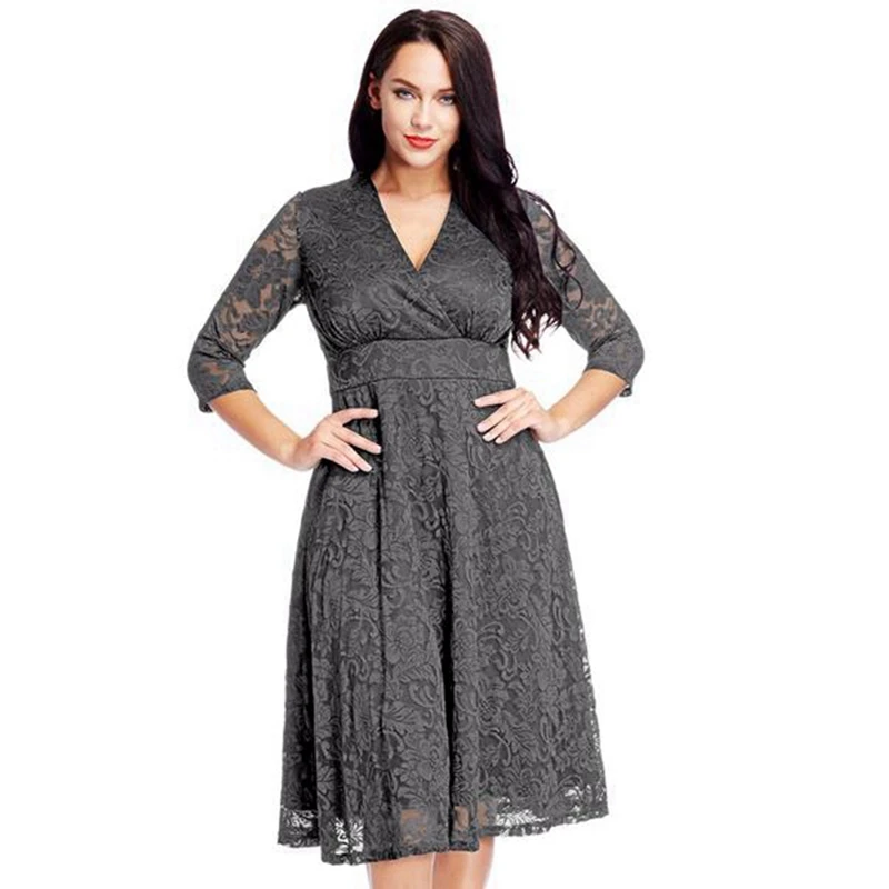 SIMLOVEYO 5XL кружевное длинное платье макси с V образным вырезом женское элегантное