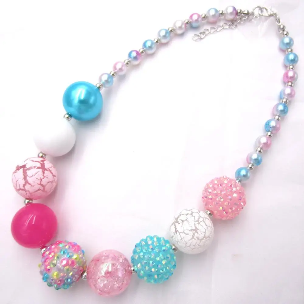 Necklace Новая модель, Детские ожерелья с бусинами, разноцветные ожерелья с жемчугом для маленьких девочек, ожерелье с бусинами, браслет, ювелирный набор для детей, подарок 1 шт - Окраска металла: Necklace