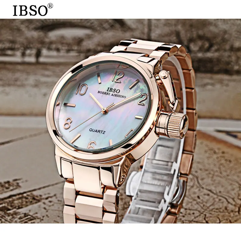 IBSO Лидирующий бренд Роскошные Кварцевые часы из нержавеющей стали ремешок Relogio