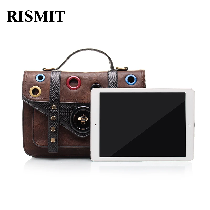Rismit Женская сумка с разноцветными клепками из экокожа BO70|messenger bag women|shoulder bagsbag women |