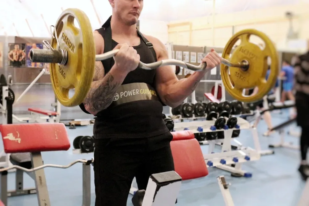 Power Guidance Тяжелая атлетика Arm Blaster Arm бодибилдинг с поддерживающими лямками мускулаторное оборудование для тренажерного зала фитнес-упражнения