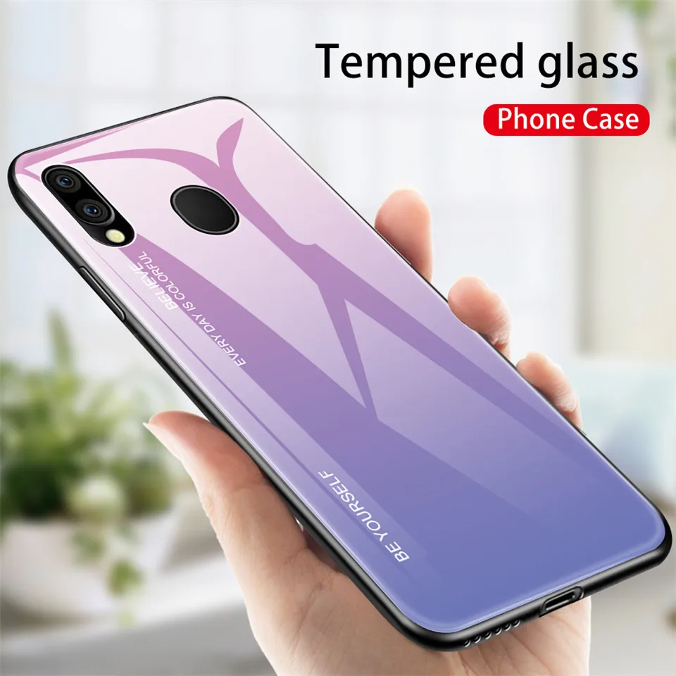 Gradient Tempered Glass Back Cover For Samsung Galaxy M20 M10 A30 A50 Cases M 20 10 A 30 50 Colorful |