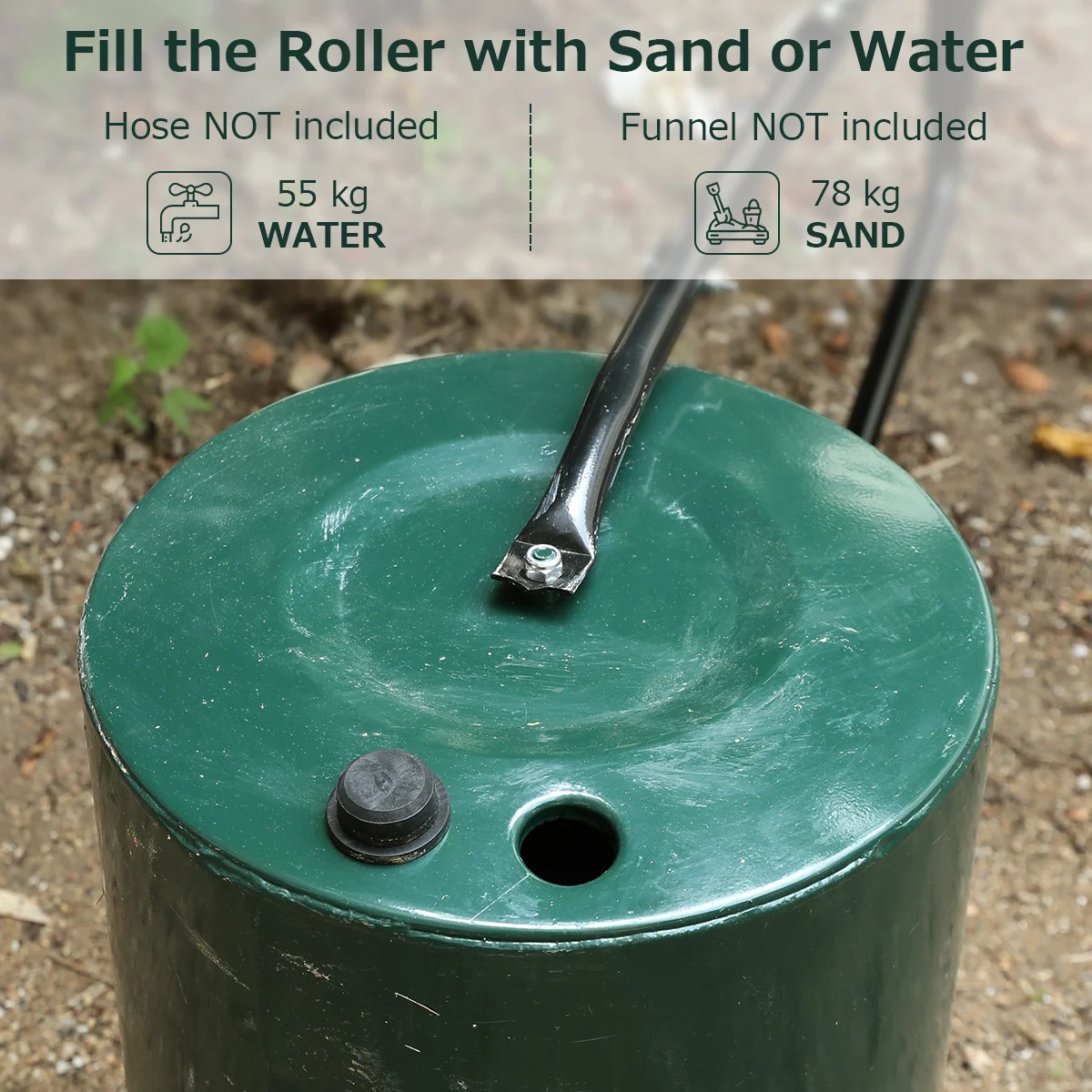 Finether 46L/30L Drum Lawn Roller with Scraper Bar Manual Garden Roller With Removable Drain Fill Plug Garden Tools