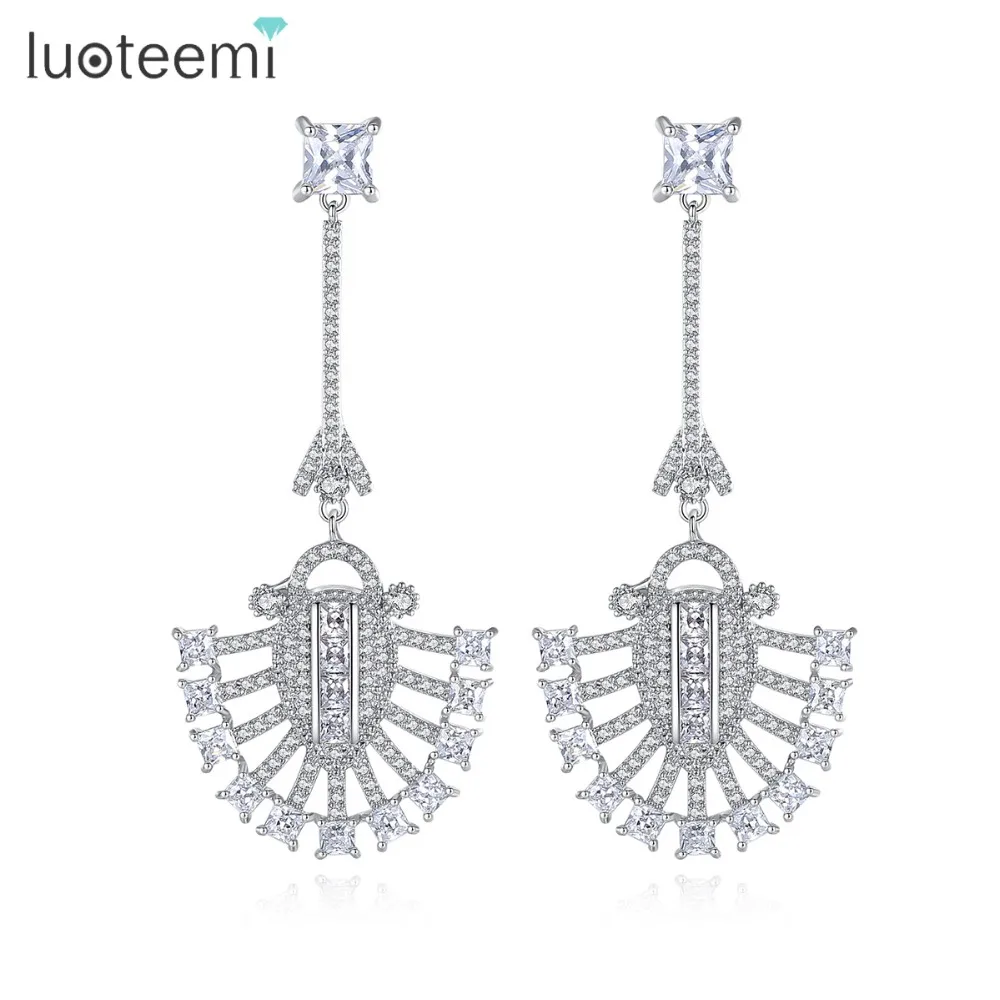 Luoteemi Elegent Вечер Ужин роскошные свадебные украшения CZ Кристалл большой длинный