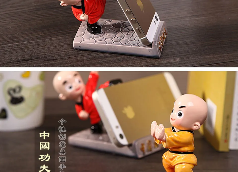 Милая китайская подставка для телефона Kongfu Monk, подставка для мобильного телефона, подставка для мобильного телефона, подставка для декора стола для iPhone, XiaoMi, huawei, samsung