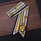 Модный Шелковый шарф POBING с сотовым принтом, женский длинный шарф-лента с маленькой ручкой, 100*5 см