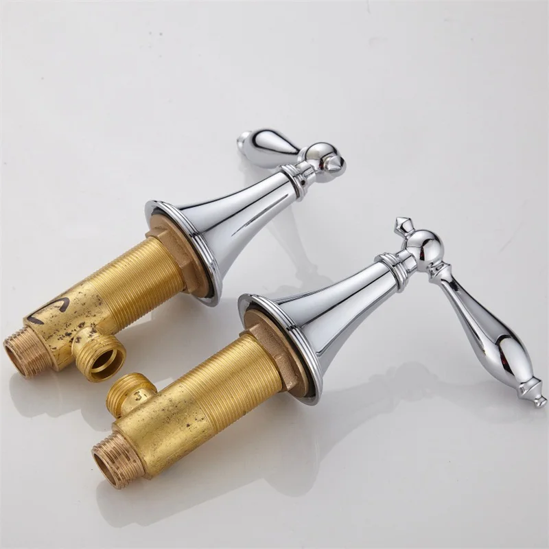 Newly 3 Piece Set Deck Mounted Brass Waterfall Style Black Bathroom Basin Faucet Hole Mixers WF0316 |