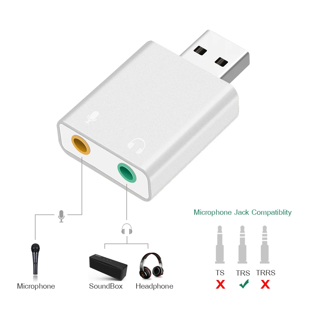 USB звуковая карта, GOOJODOQ 7,1 внешний USB разъем 3,5 мм адаптер для наушников стерео аудио микрофон Звуковая карта для ПК компьютер Ноутбук