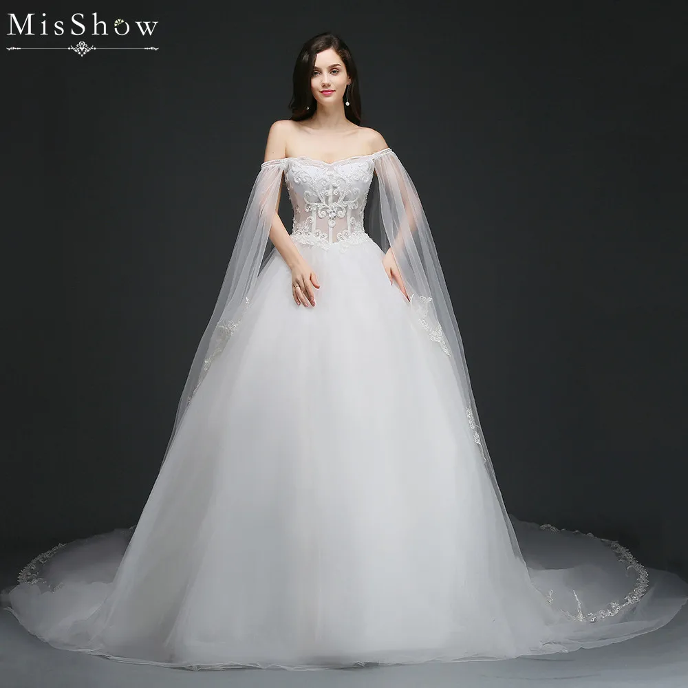 MisShow/2019 свадебное платье с открытыми плечами бальное аппликацией на заказ