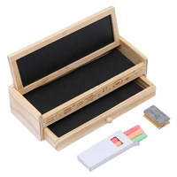 wooden pencil case with blackboard double layers pencil case for boys girls students stationery pens storage organizer box