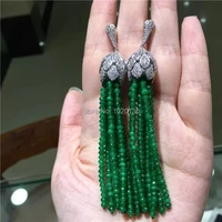 one pair green stone roundel faceted hook earrings 80mm wholesale beads nature fppj