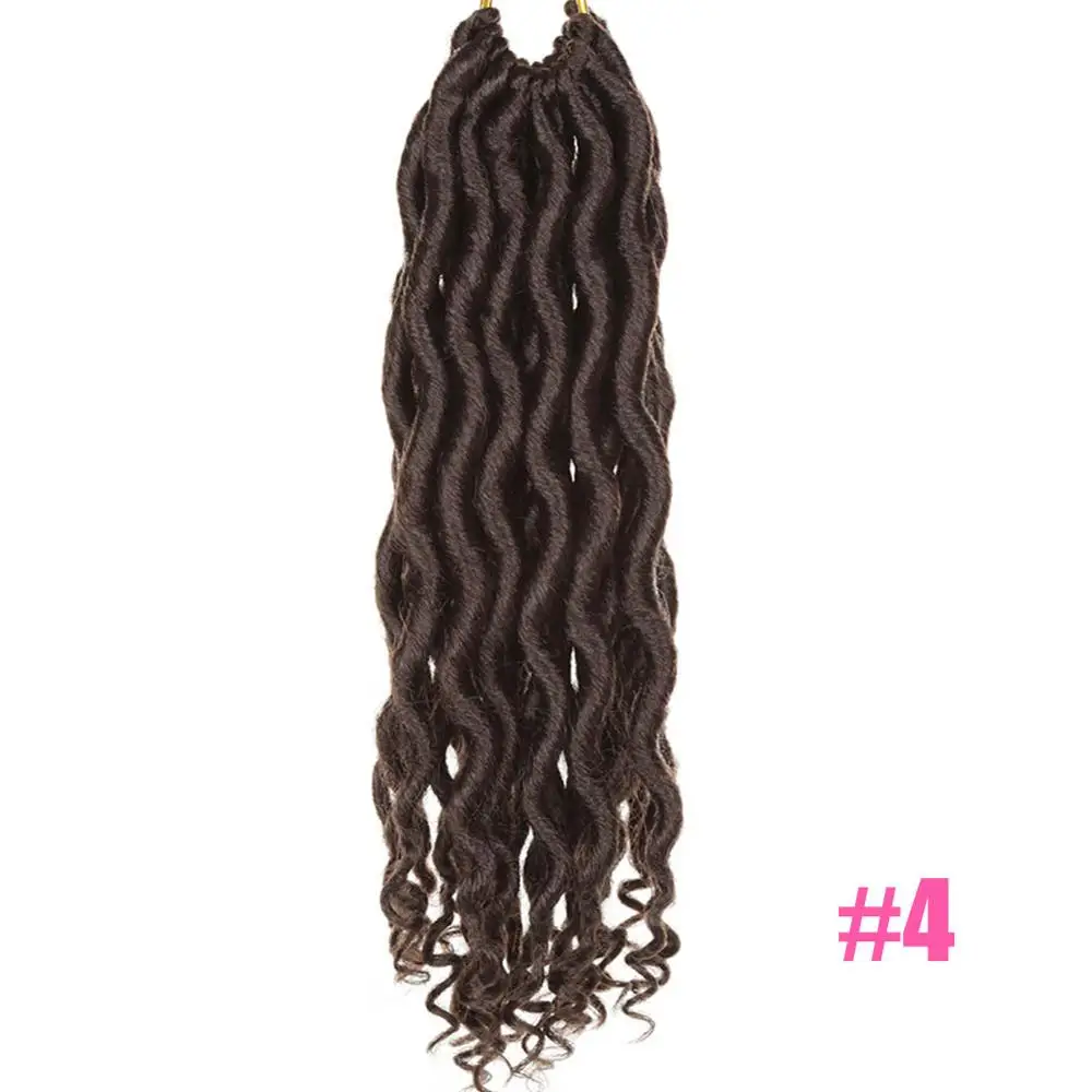 #4 Amir Faux locs вьющиеся плетеные пряди волос 12 дюймов дреды волосы для наращивания богиня синтетические вязанные косички волос 12 прядей/шт - Color: #4