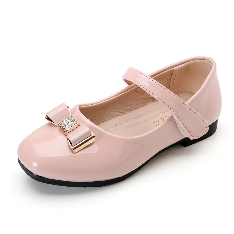 Pink 01 AFDSWG/весенне-осенние красные туфли из искусственной кожи для девочек; белые школьные туфли; черные детские туфли принцессы; кожаная обувь для детей; цвет розовый - Цвет: Pink 01