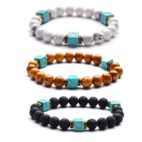 2019 lava stone cube bead 8mm howlite bracelet man fashion gift for women beads bracelets