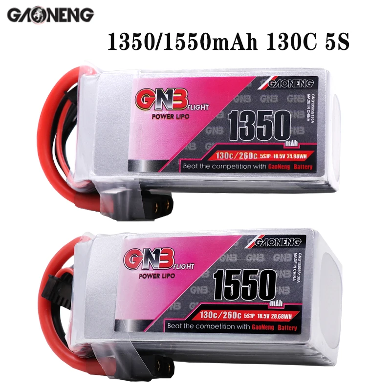 

Аккумулятор Gaoneng GNB1350/1550 мАч 5S1P 18,5 в 130C/260C Lipo с разъемом XT60 для FPV гоночного дрона радиоуправляемого квадрокоптера вертолет UAV запчасти