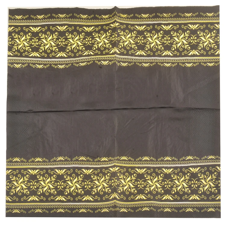 20 винтажных салфеток для стола бумажные салфетки Черный Принт золотой узор