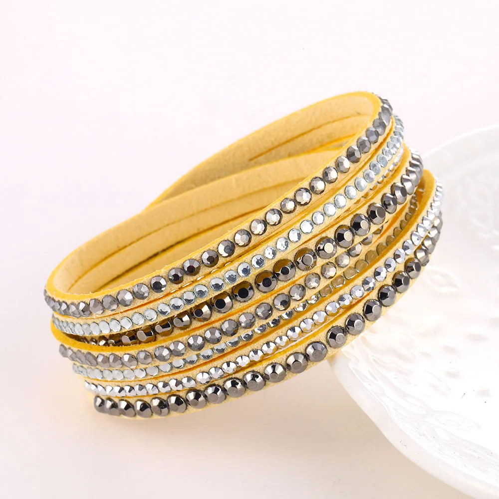 9 цветов кожаный браслет в стиле панк женские очаровательные браслеты манжеты с